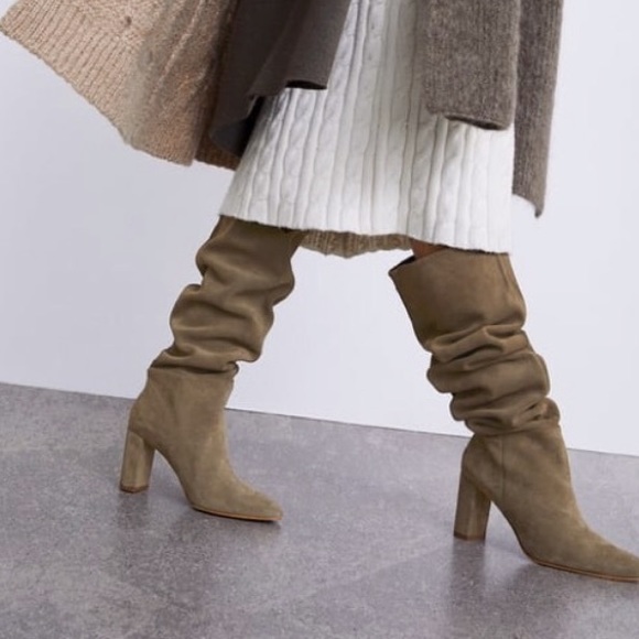 Zara tall taupe high heeled leather - Picture 6 of 8